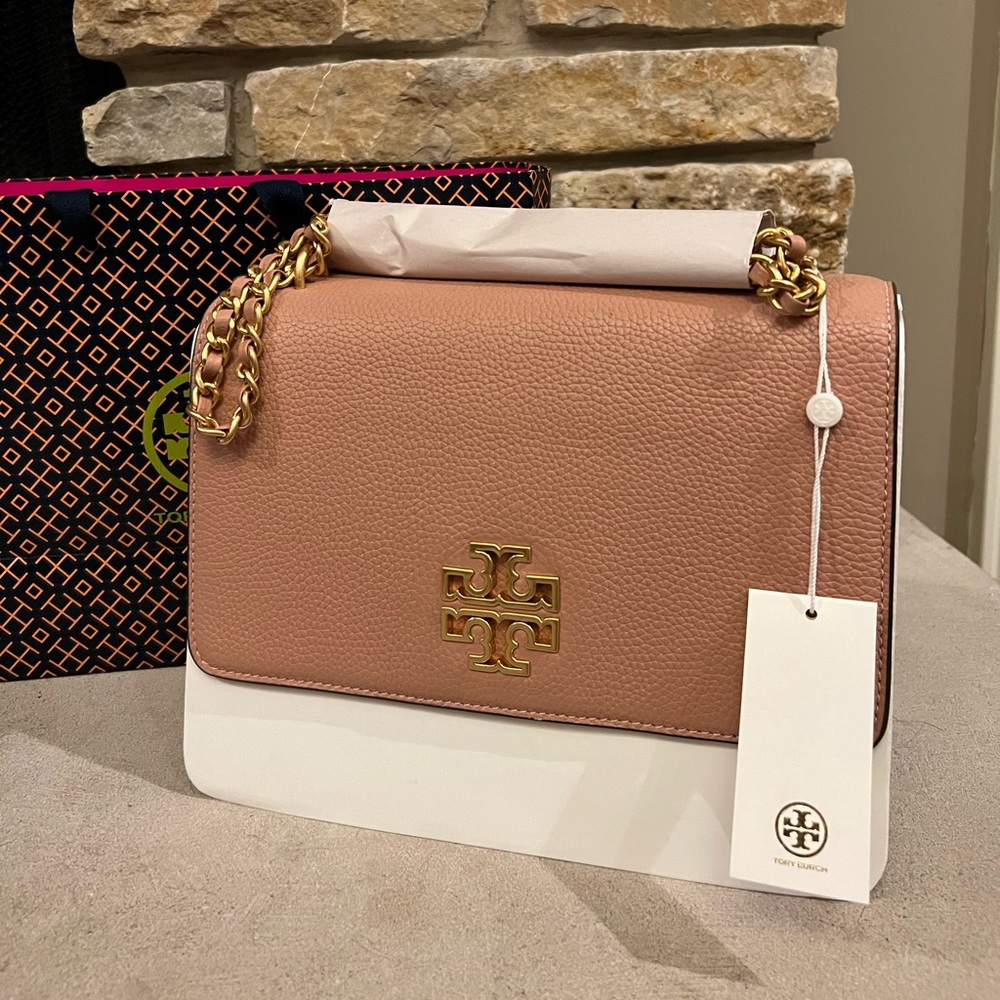 TORY BURCH Britten Medium Adjustable Shoulder Strap - Pink Moon - NWT - Picture 2 of 8